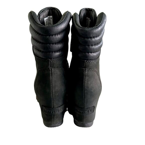 Sorel Conquest Wedge Black Leather Boots Bootie Womens Size 6 - Picture 3 of 9